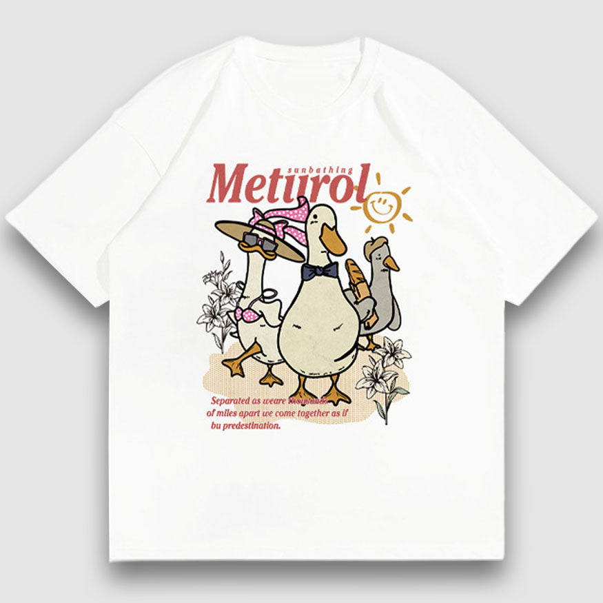 Style Core Aesthetics, New Style Trends Vacation Goose Pattern Print Tee
