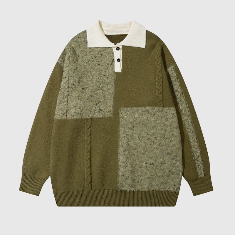 Style Core Aesthetics, New Style Trends Vintage Color-Block Loose Grid Couple Sweater