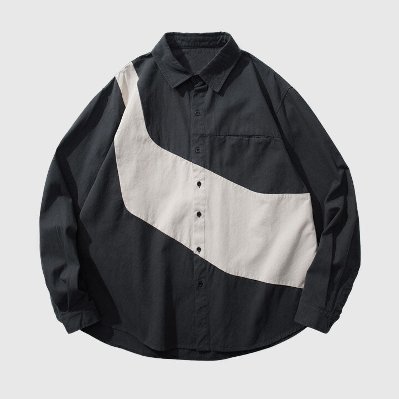 Style Core Aesthetics, New Style Trends Vintage Contrast Patchwork Shirts