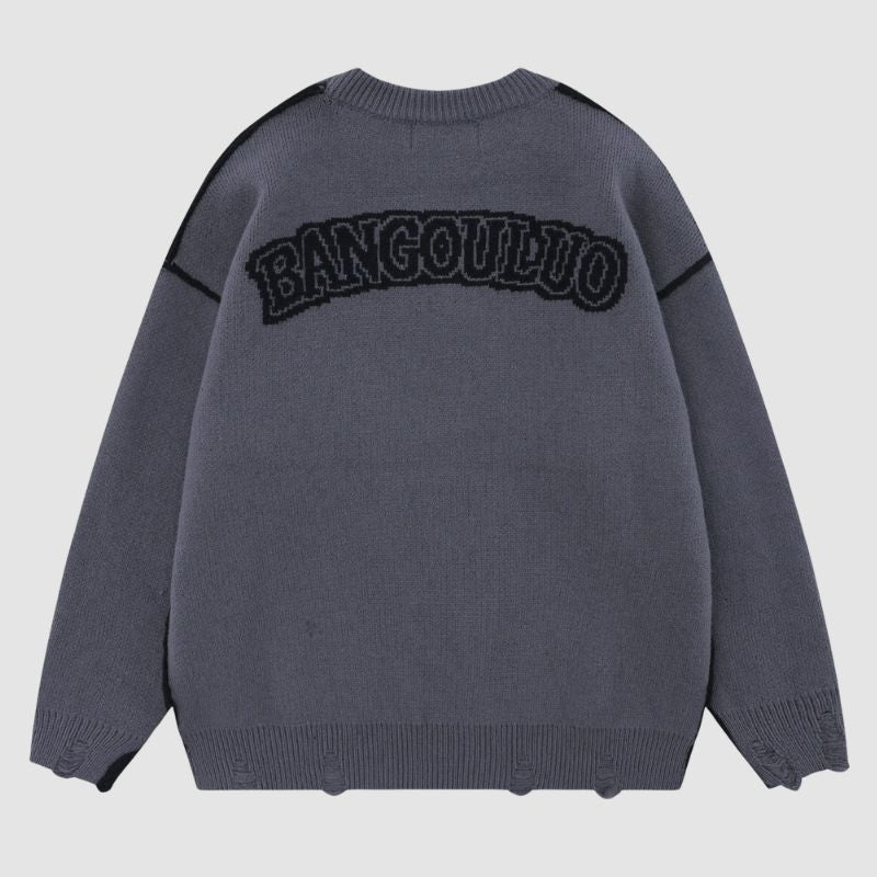 Style Core Aesthetics, New Style Trends Vintage Cross Pattern Embroidered Sweater