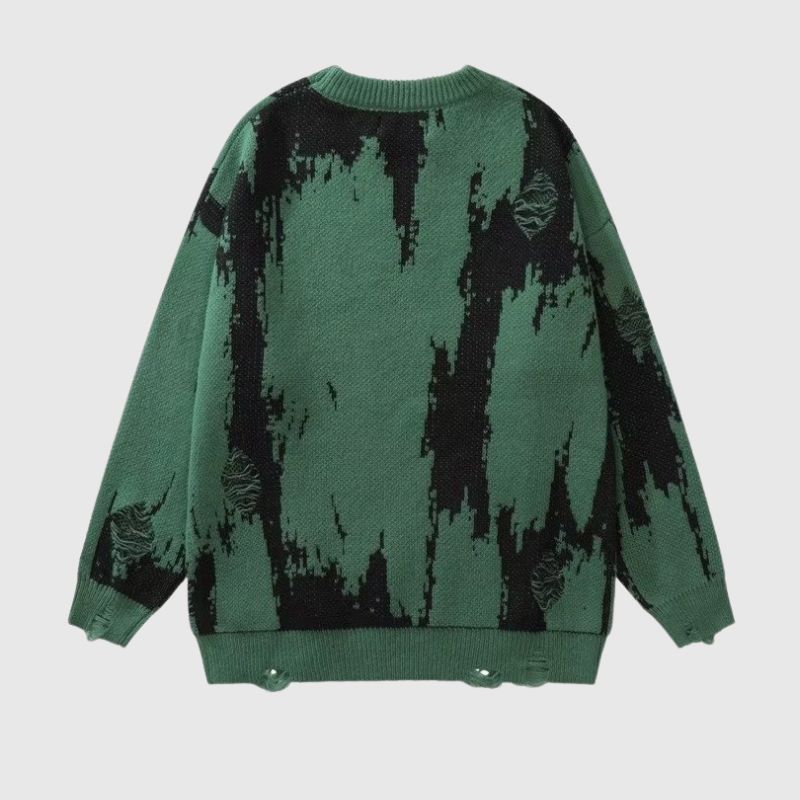 Style Core Aesthetics, New Style Trends Vintage Distressed Color-Block Knit Sweater