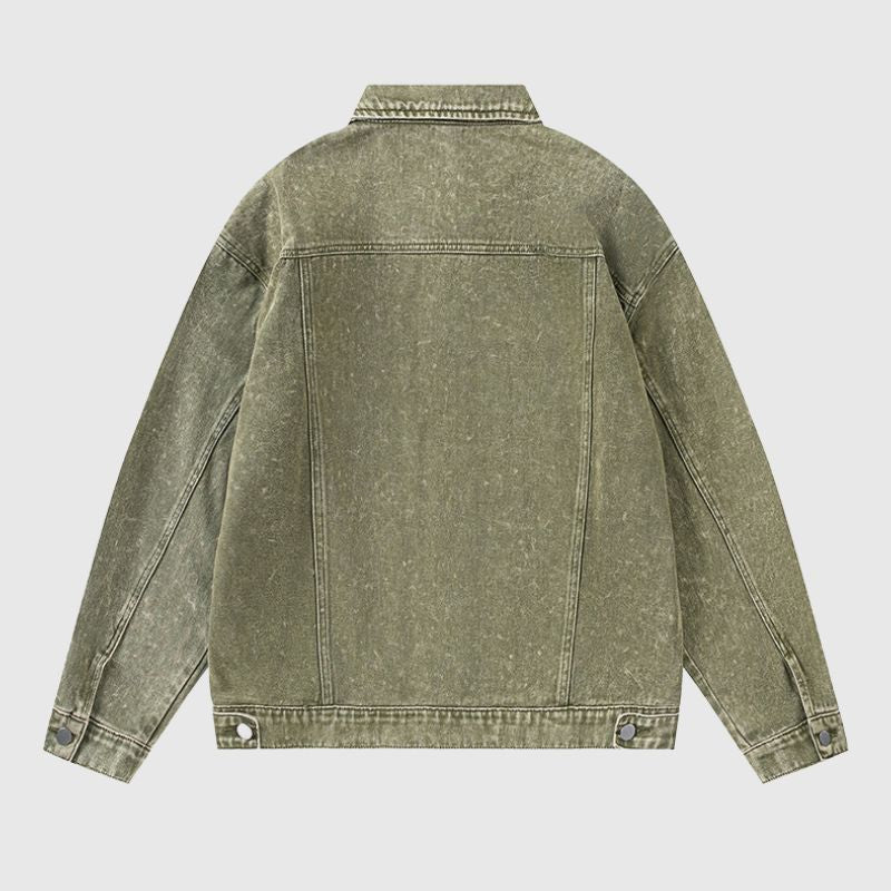 Style Core Aesthetics, New Style Trends Vintage Embroidered Washed Denim Jacket
