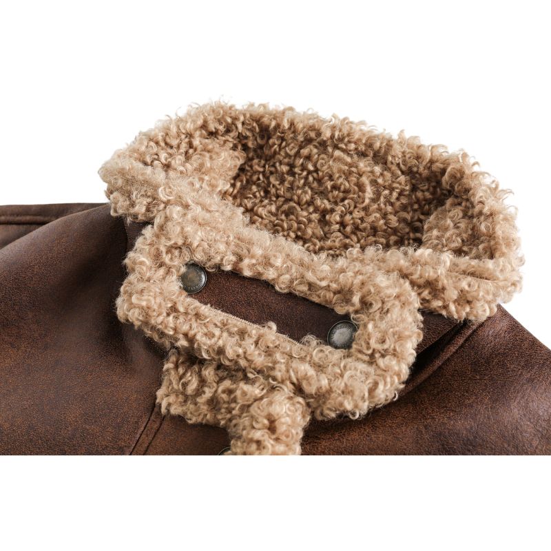 Style Core Aesthetics, New Style Trends Vintage Faux Shearling PU Leather Motorcycle Coat