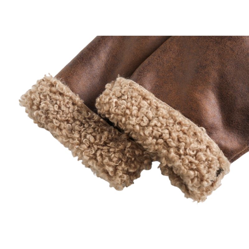 Style Core Aesthetics, New Style Trends Vintage Faux Shearling PU Leather Motorcycle Coat