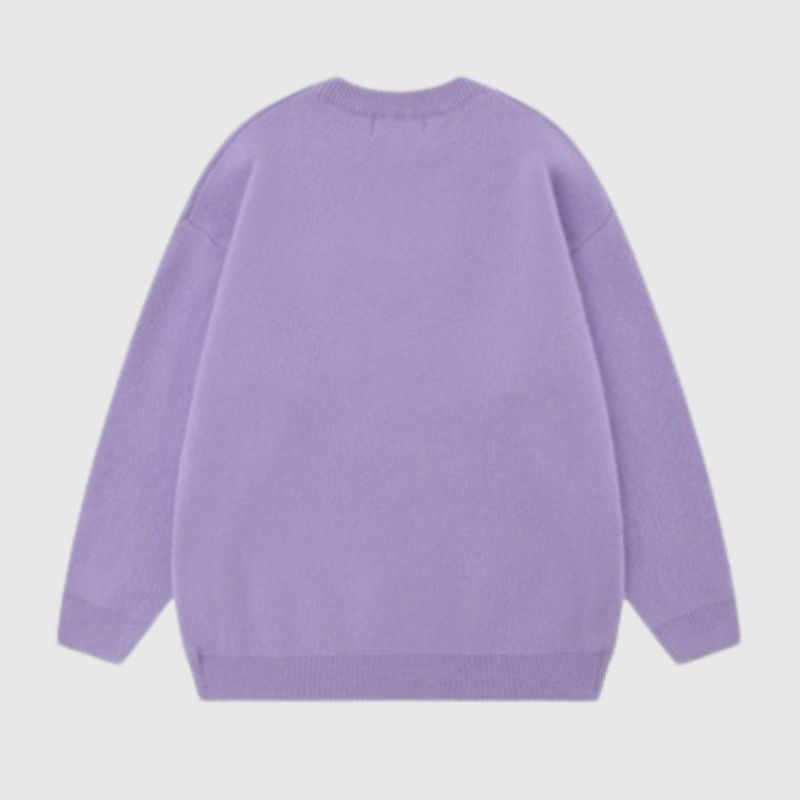 Style Core Aesthetics, New Style Trends Vintage Letter Embossed Thick Knit Sweater