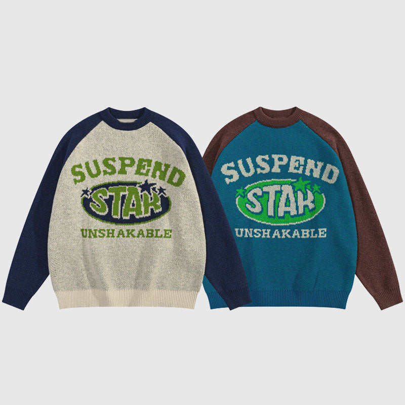 Style Core Aesthetics, New Style Trends Vintage Letter Patchwork Pullover