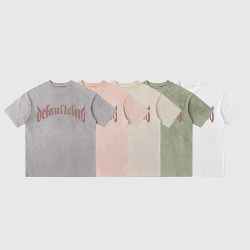 Style Core Aesthetics, New Style Trends Vintage Lettered Floral Printed Suede Tee
