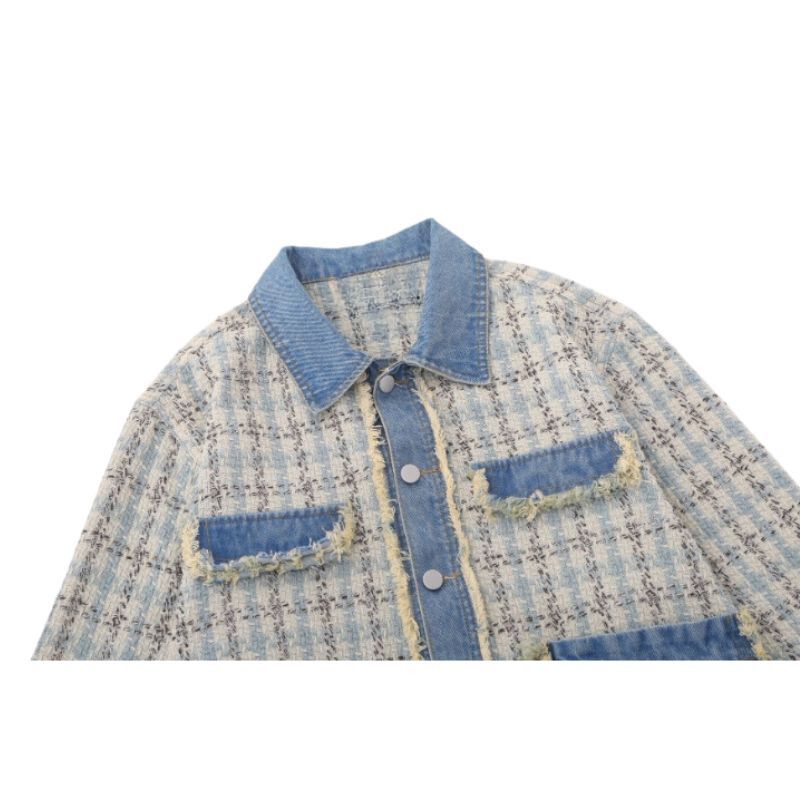 Style Core Aesthetics, New Style Trends Vintage Plaid Patchwork Edged Jacket