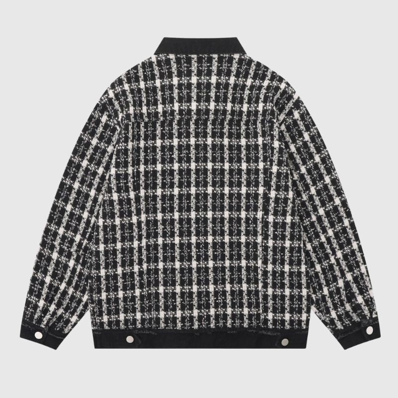 Style Core Aesthetics, New Style Trends Vintage Plaid Patchwork Edged Jacket