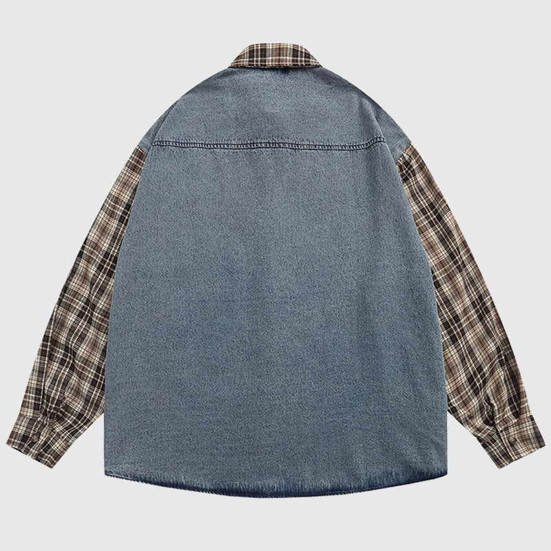 Style Core Aesthetics, New Style Trends Vintage Plaid Patchwork Shirts