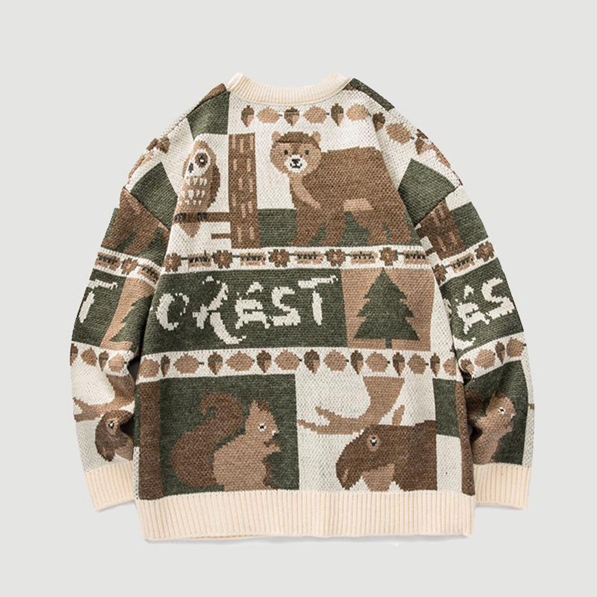 Style Core Aesthetics, New Style Trends Vintage Print Knitted Sweater