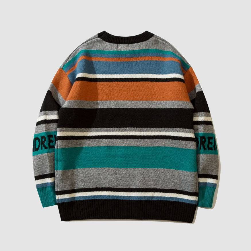 Style Core Aesthetics, New Style Trends Vintage Star Print Striped Sweater