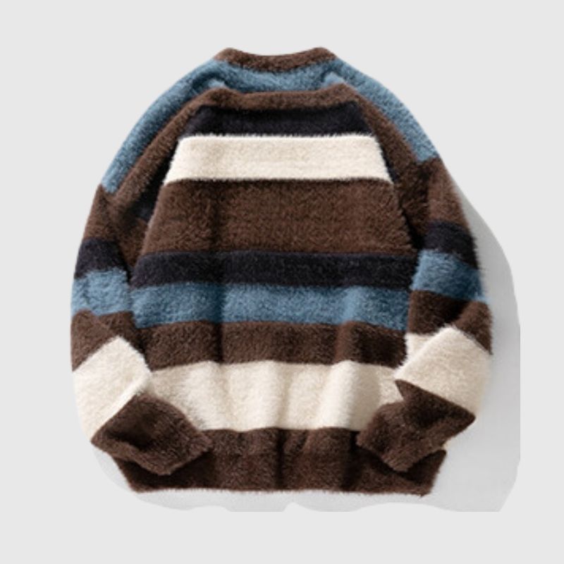 Style Core Aesthetics, New Style Trends Vintage Striped Round Neck Sweater