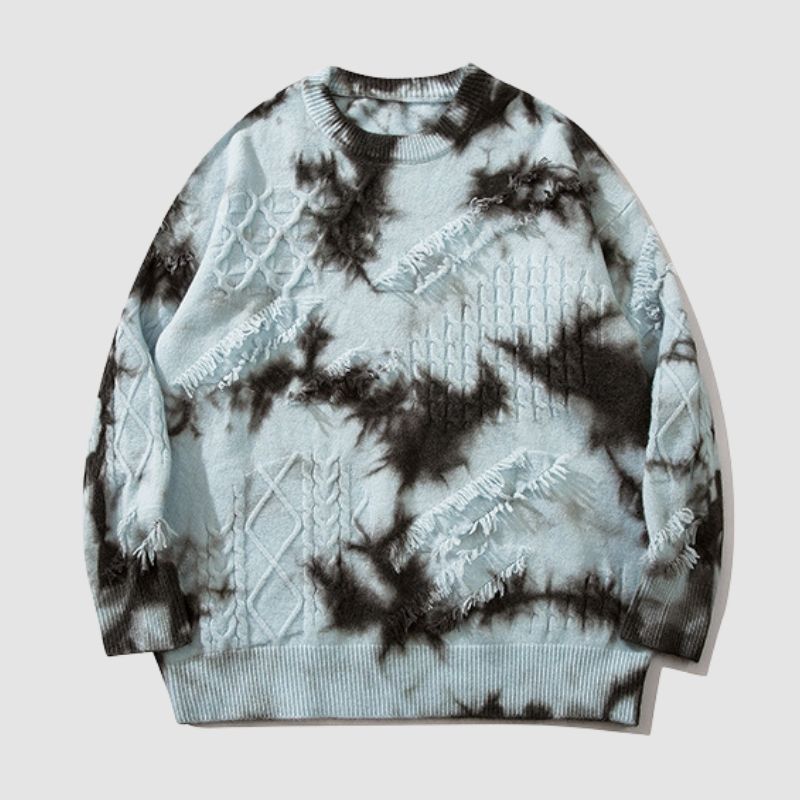 Style Core Aesthetics, New Style Trends Vintage Tie-Dye Jacquard Pullover