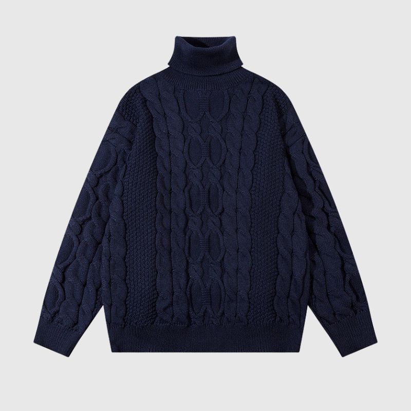 Style Core Aesthetics, New Style Trends Vintage Twist Solid Turtleneck Sweater