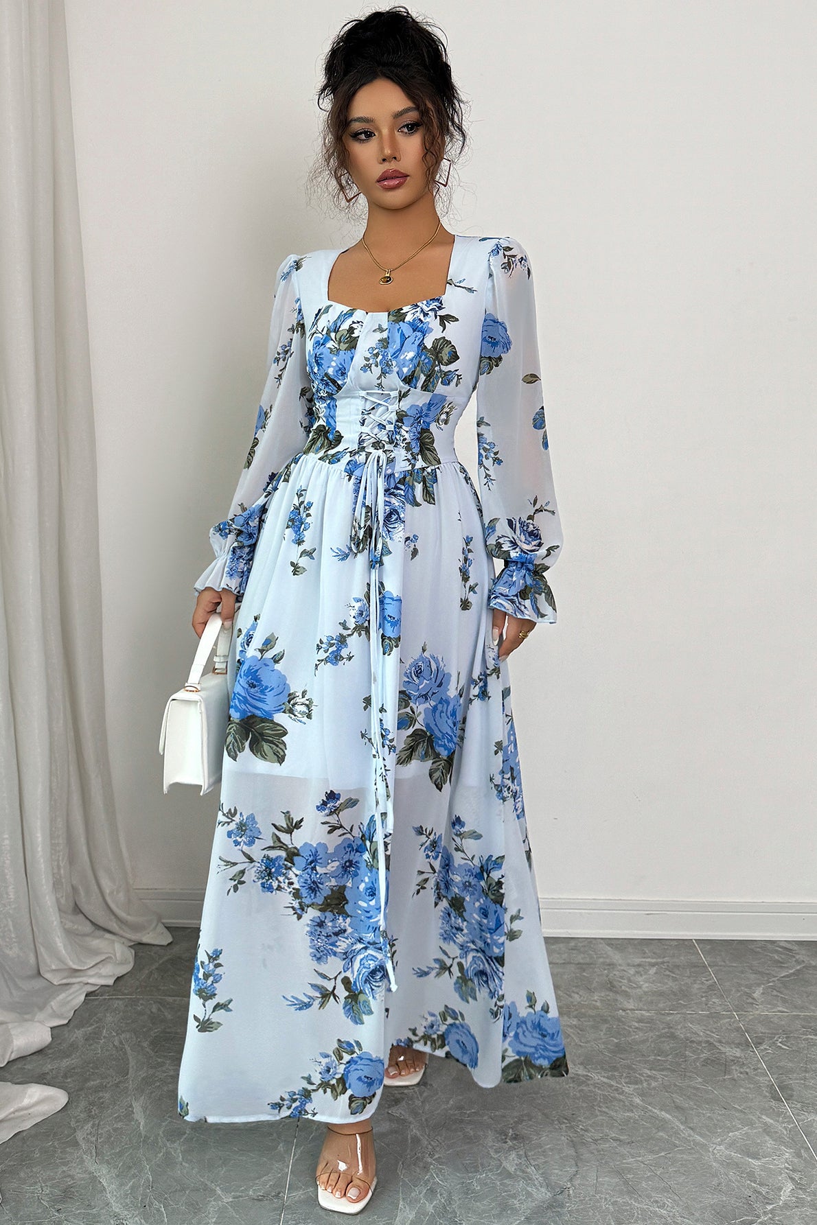 Core, Simple Floral Long Sleeve Maxi Dress