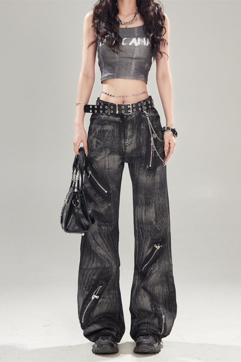 Summer Outfit po, Black Vintage High Waisted Denim Jeans
