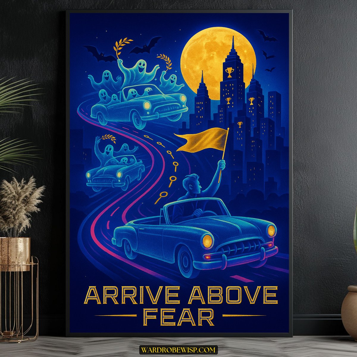 Arrive Above Fear Car Halloween canvas
