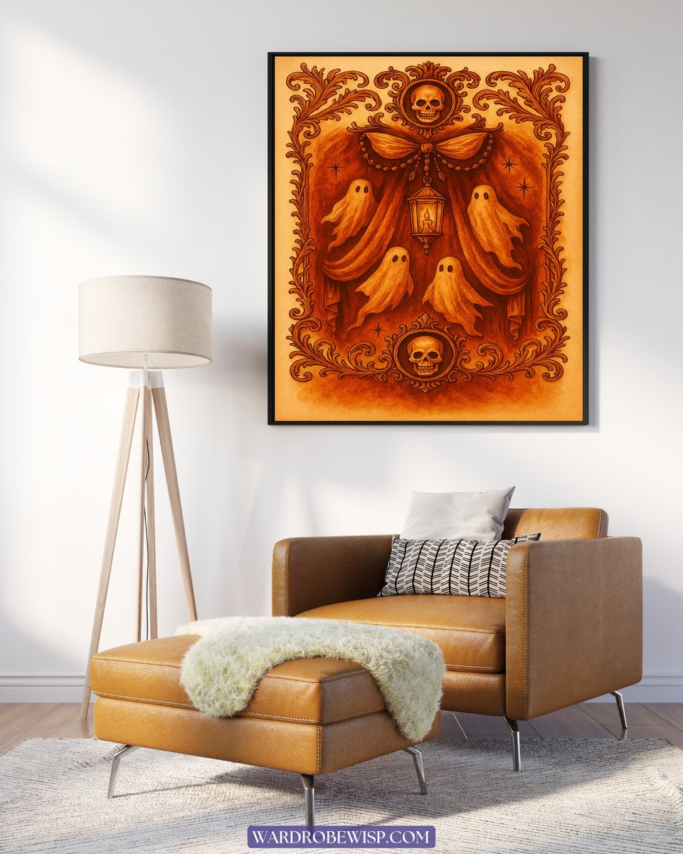 Halloween Baroque Ghost Wall Art canvas