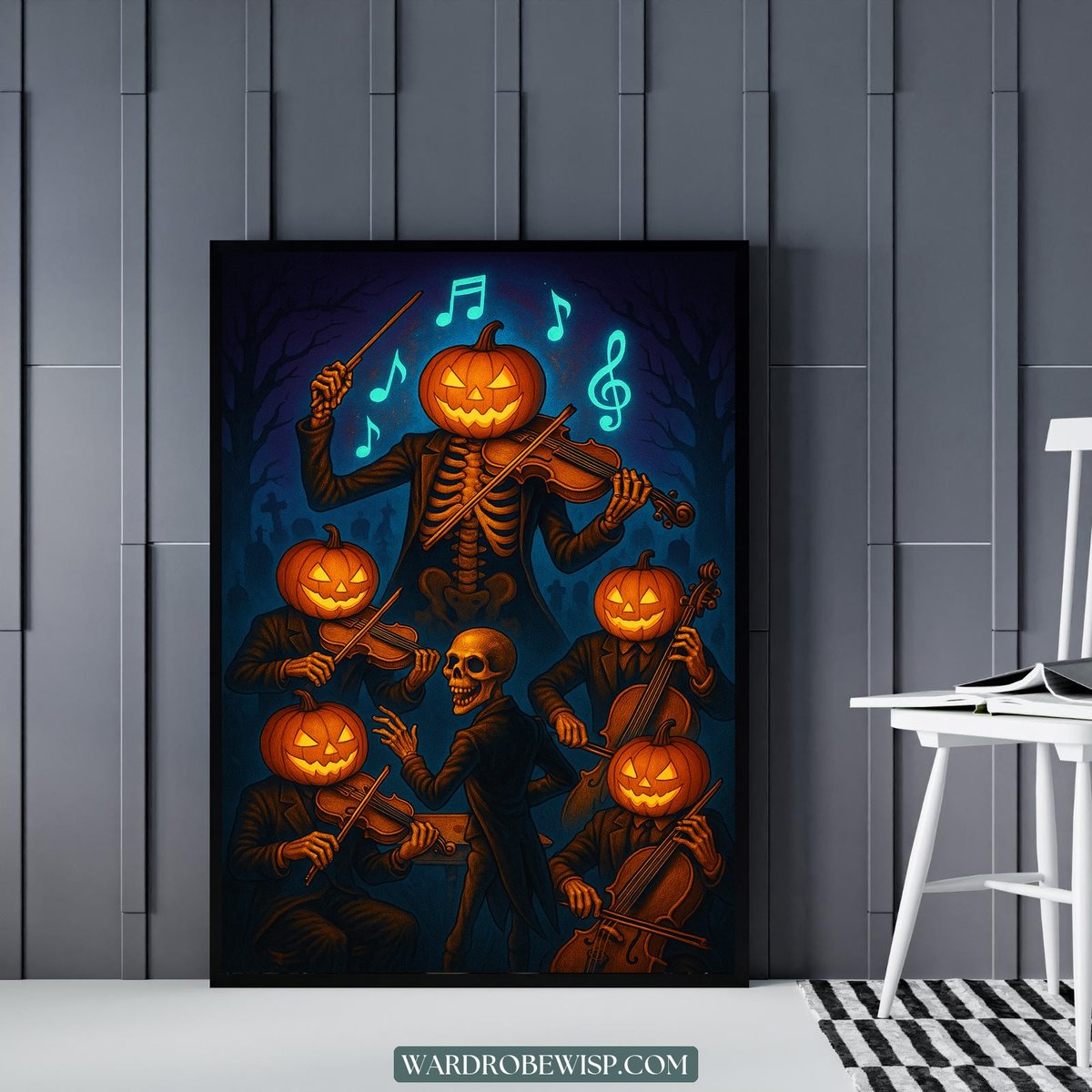 Halloween Night Orchestra in Graveyard canvas