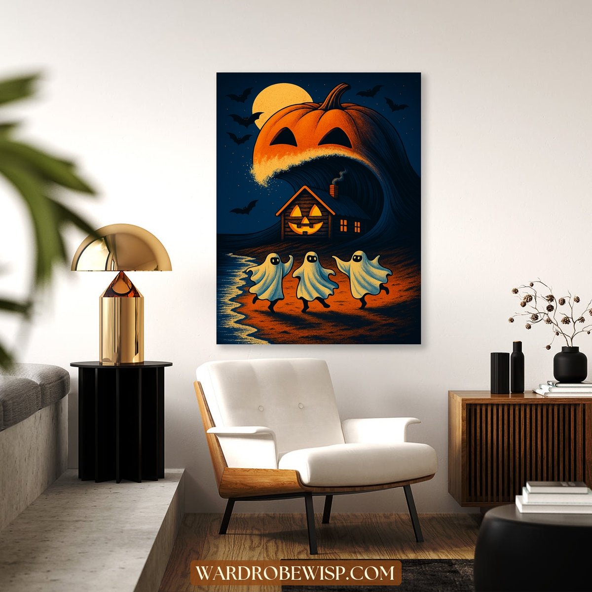 Halloween Night by the Shore canvas