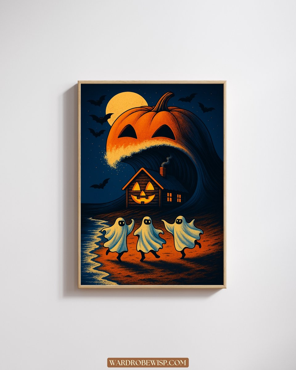 Halloween Night by the Shore canvas