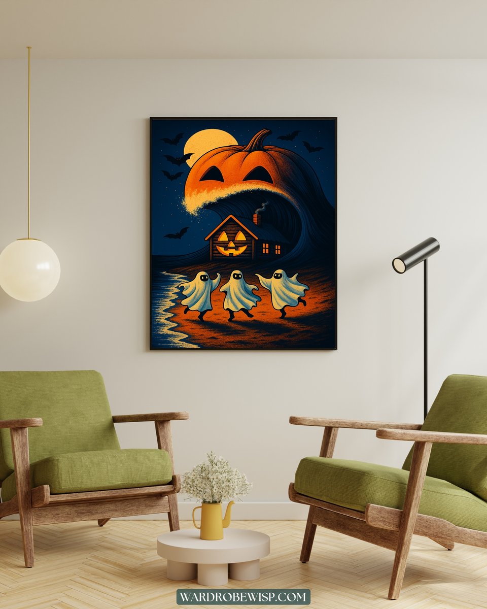 Halloween Night by the Shore canvas