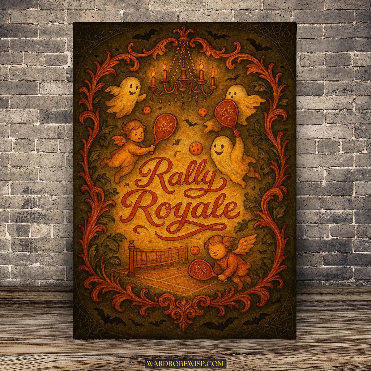 Halloween Pickleball Wall Art canvas