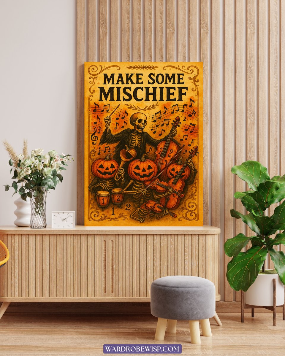 Halloween Skeleton Orchestra canvas