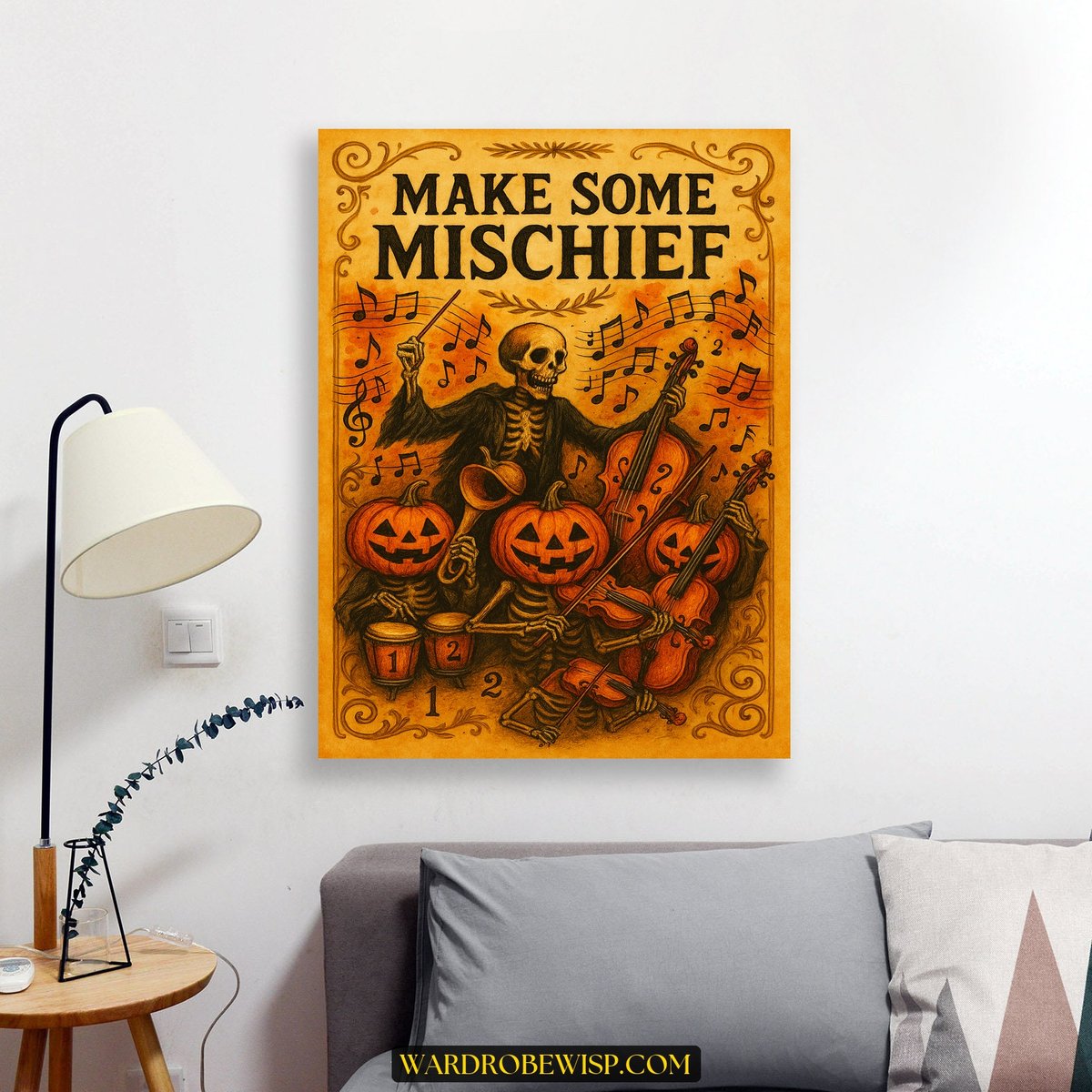 Halloween Skeleton Orchestra canvas