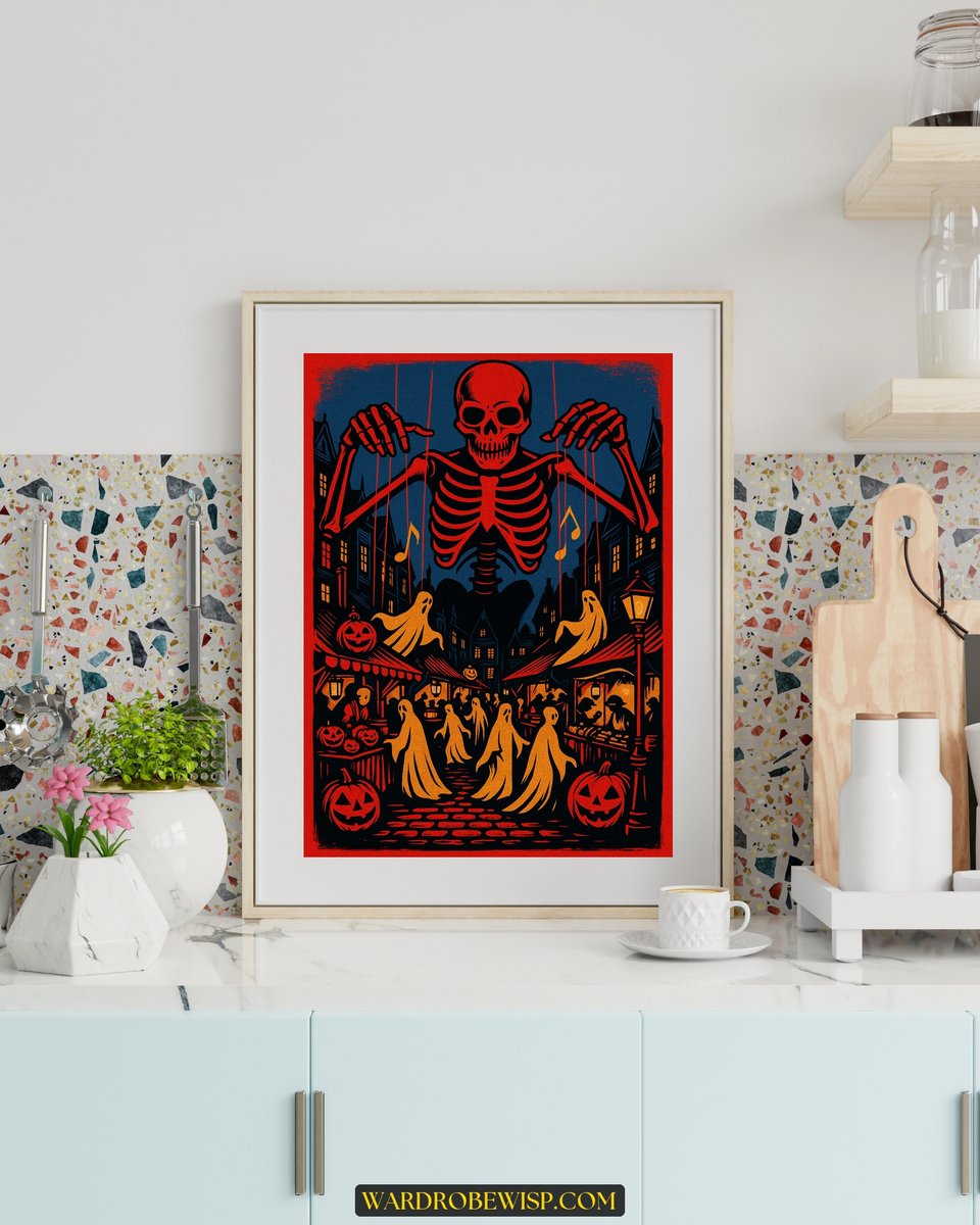 Halloween Skeleton Puppeteer Art canvas