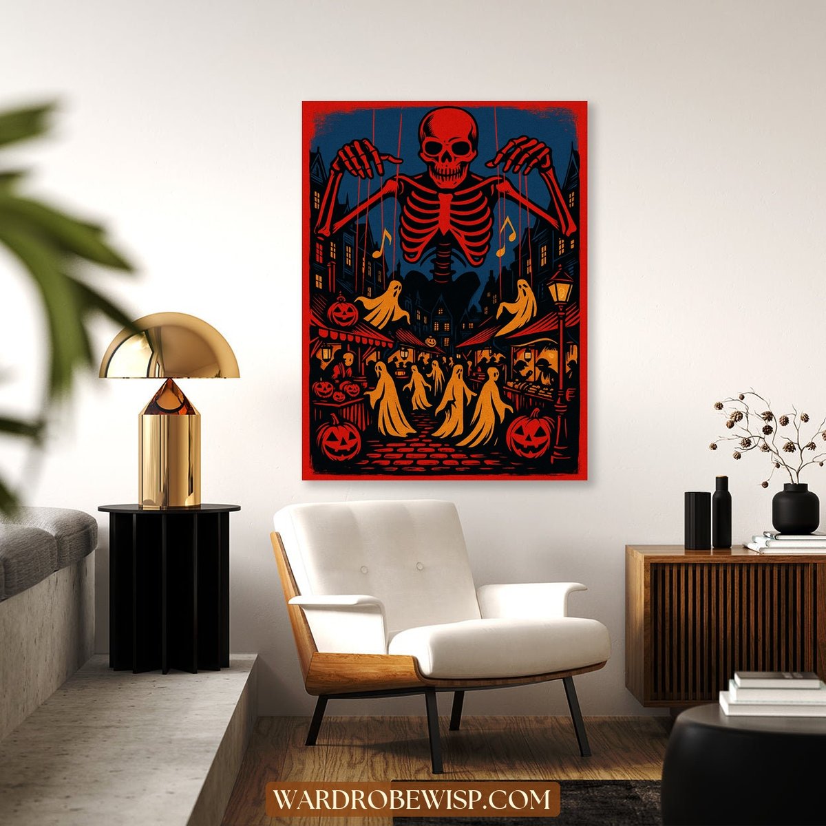 Halloween Skeleton Puppeteer Art canvas