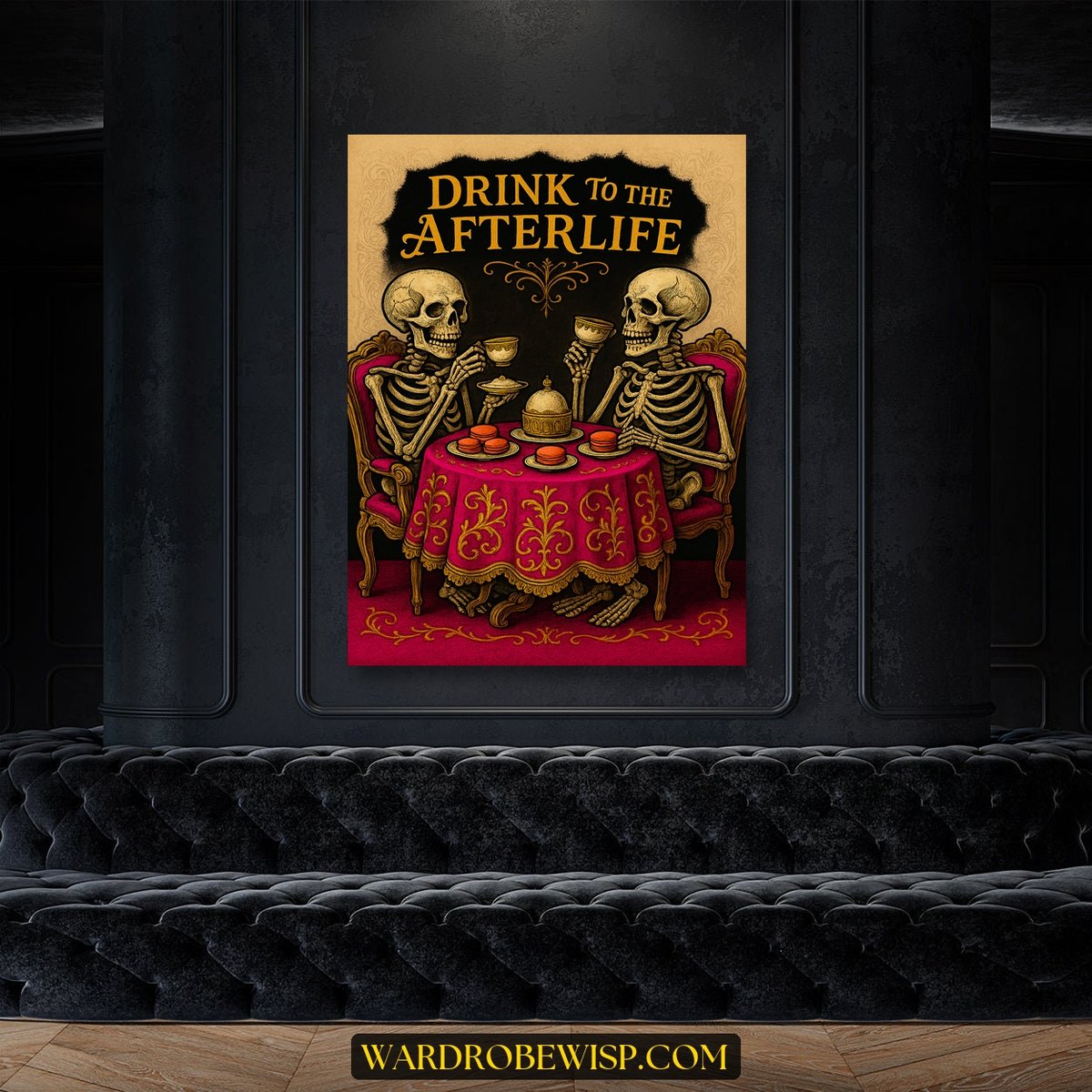 Halloween Skeleton Tea Party canvas