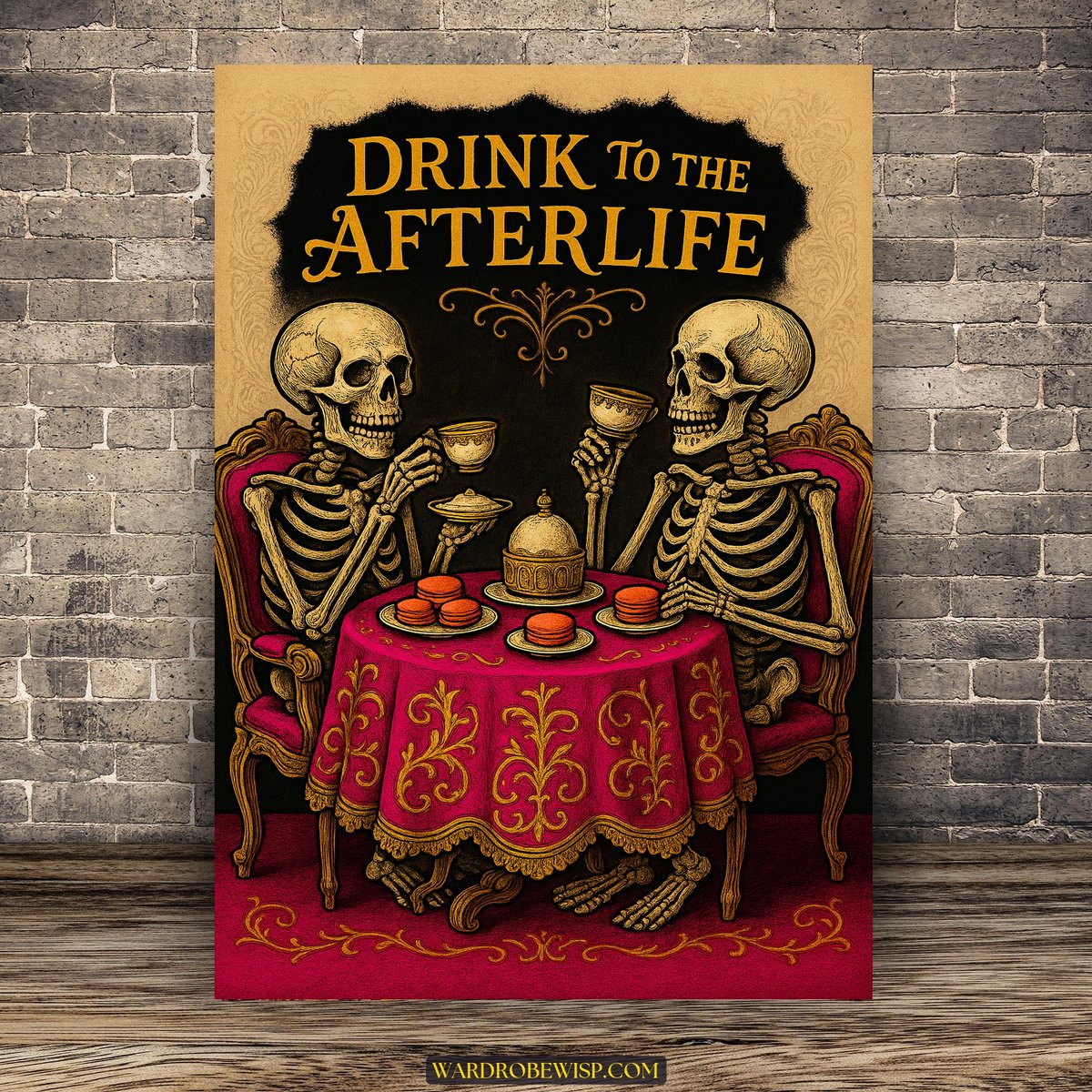 Halloween Skeleton Tea Party canvas