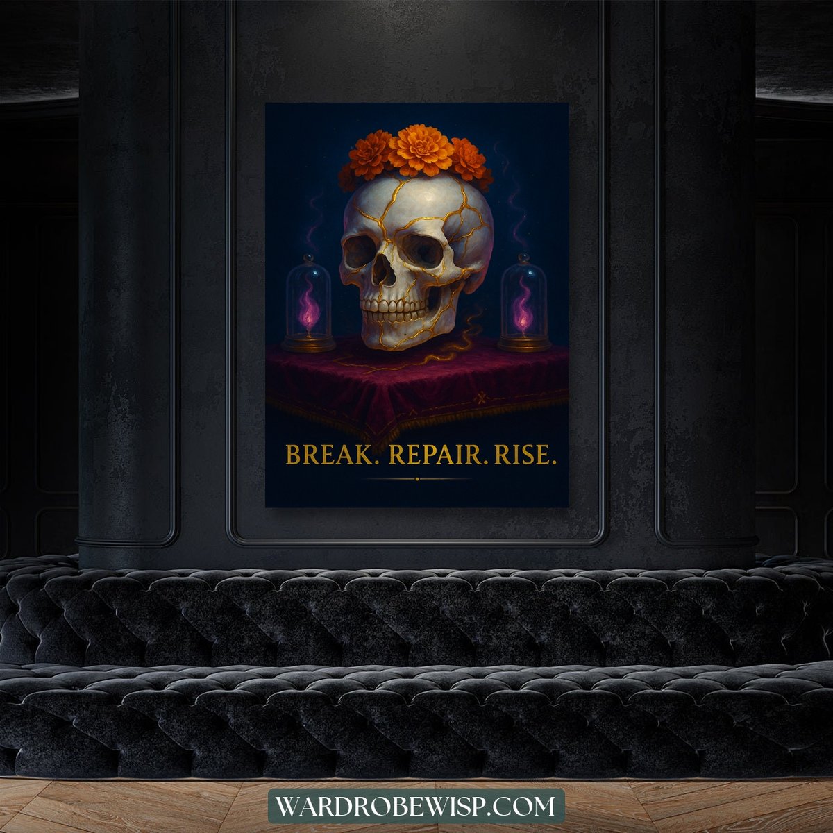 Kintsugi Skull Wall Art canvas