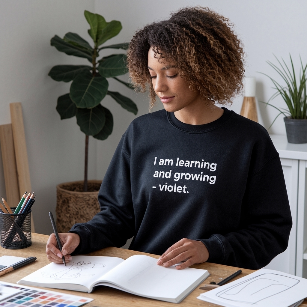 I Am Learning and Growing Violet: A Graphic Trend outfit idea