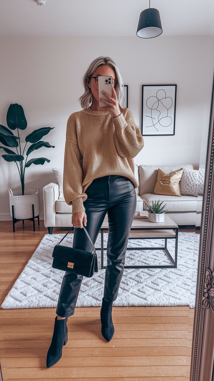 How to Create a Stunning Metallic Gold Sweater Outfit outfit idea
