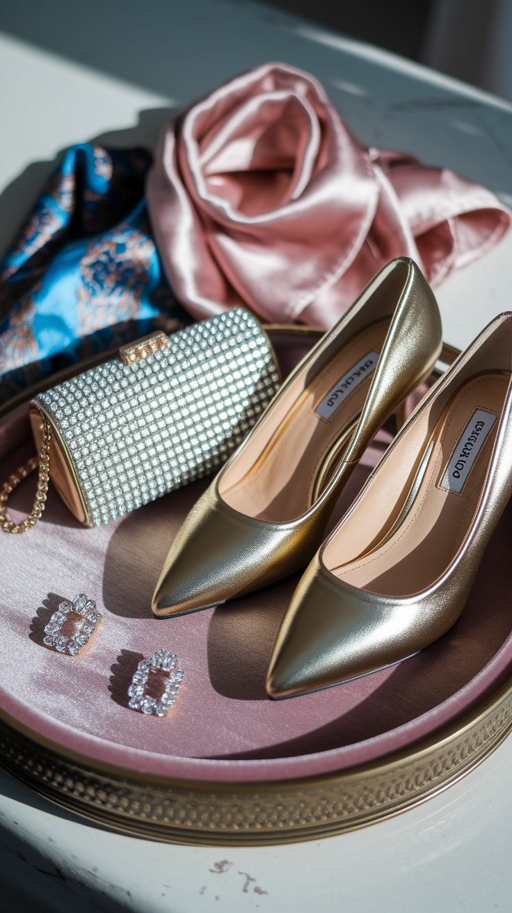 Dazzling Metallic Kitten Heels for Every Event outfit idea