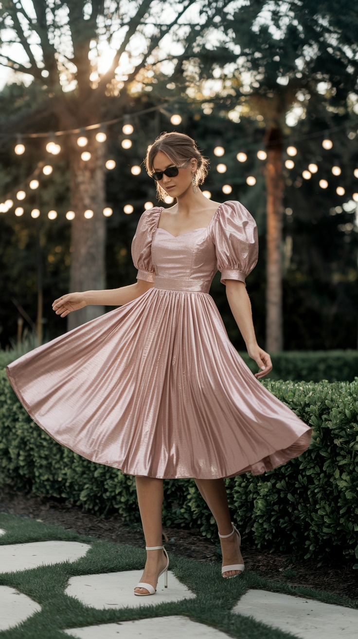 The Versatility of a Metallic Midi Dress outfit idea