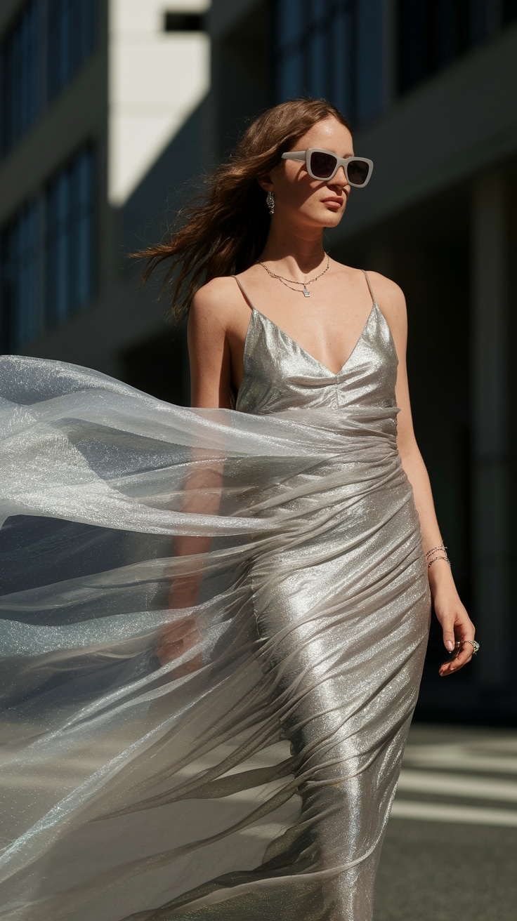 The Allure of a Metallic Organza Dress outfit idea