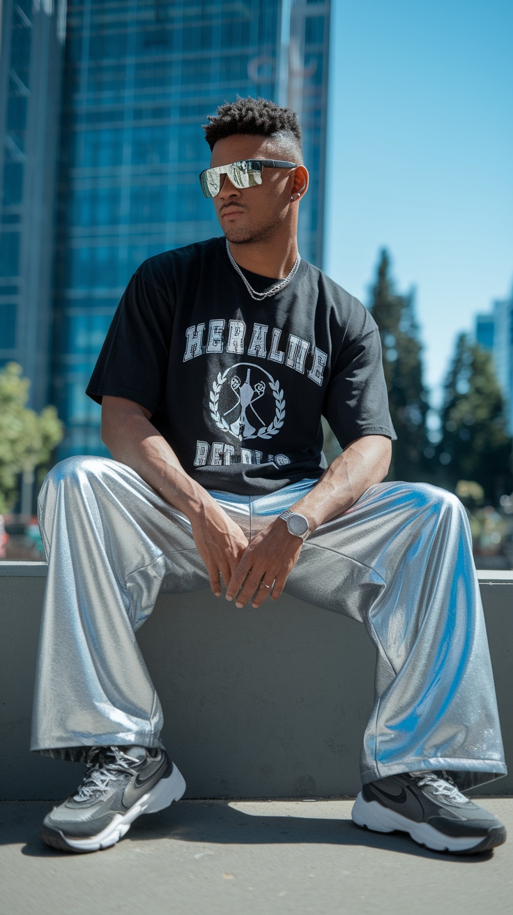 Casual Chic: Metallic Silver Pants Outfit Ideas outfit idea