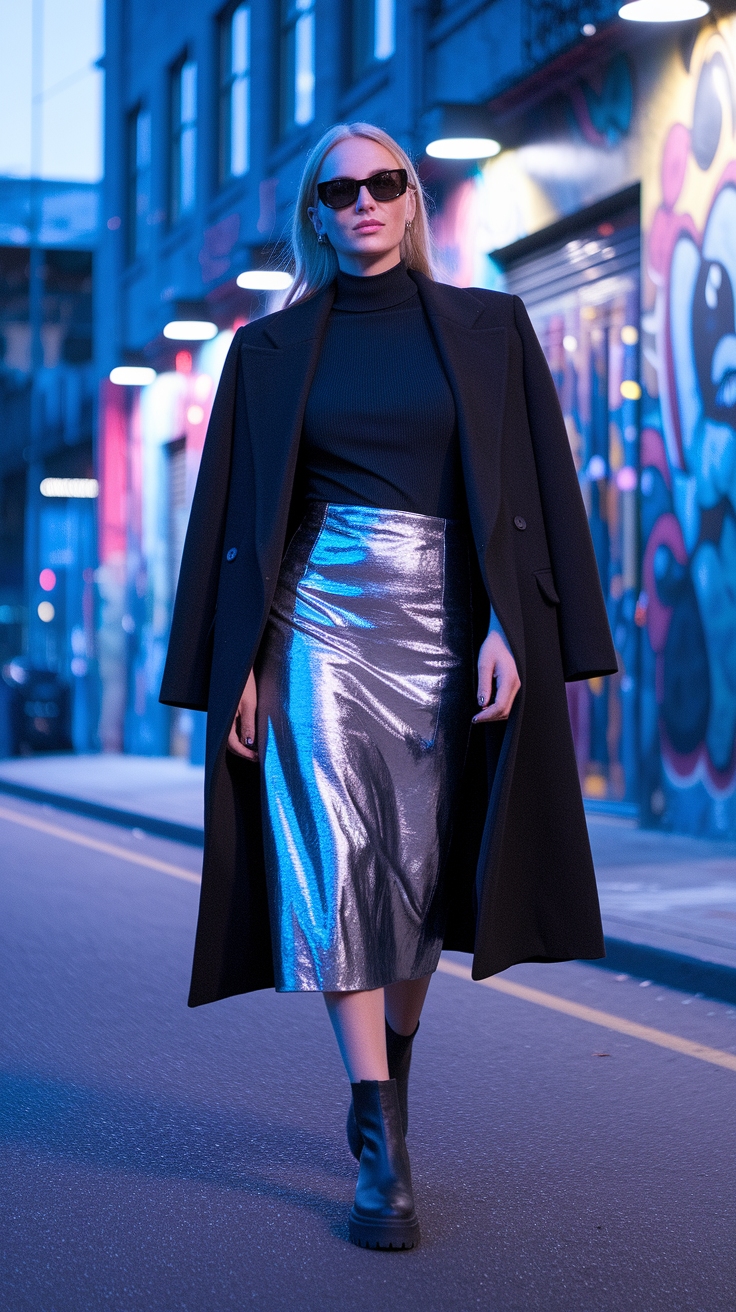 Stylish Metallic Silver Skirt Outfits to Try outfit idea