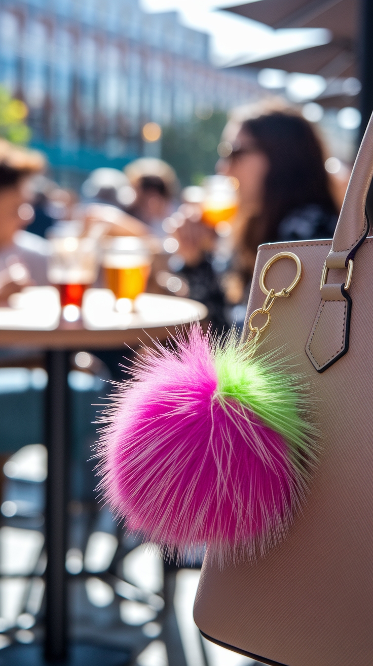 Fun Pom Pom Keychain to Accessorize Your Bag outfit idea