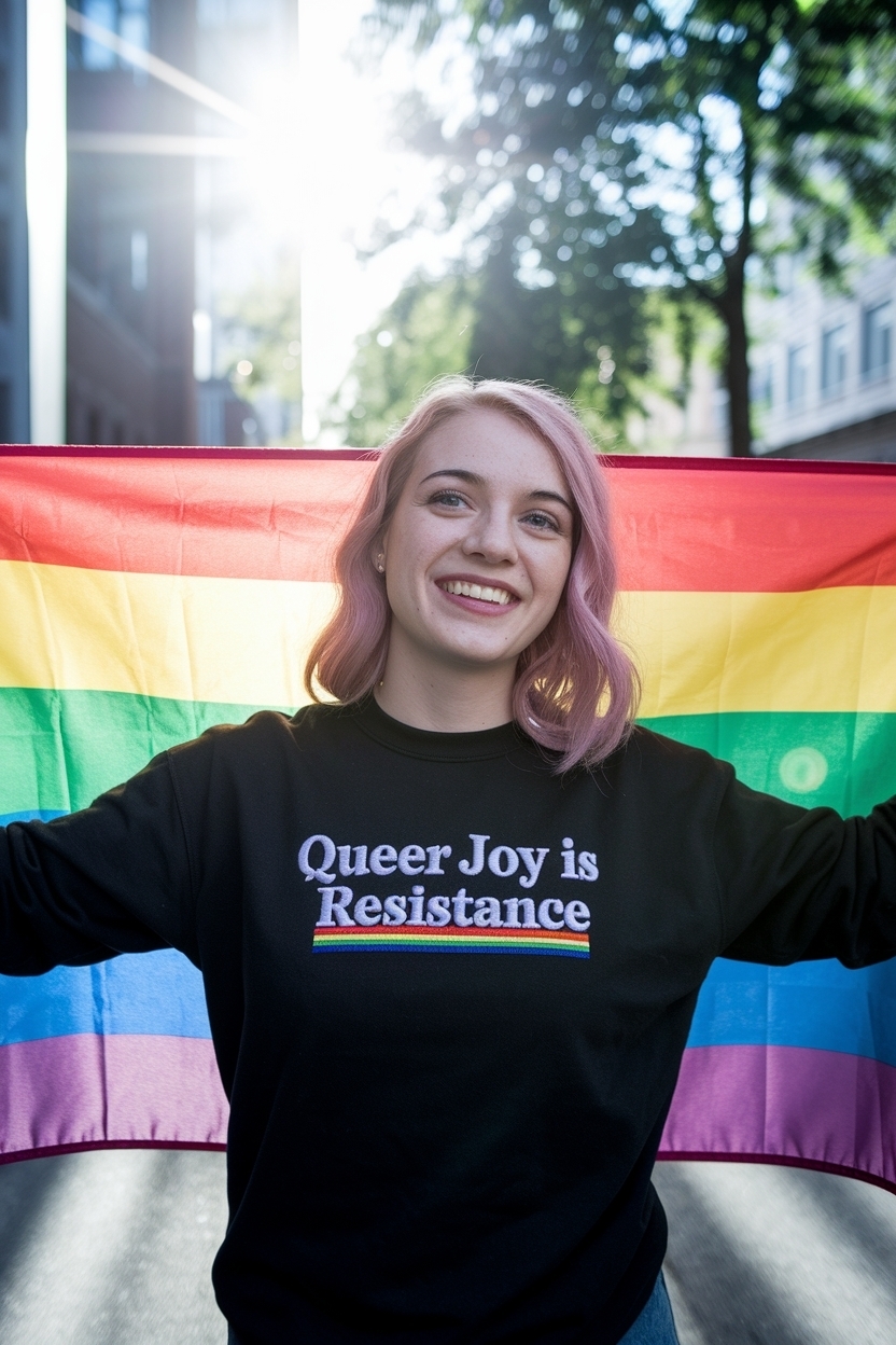 Queer Joy is Resistance Crewneck: Wear Your Pride Boldly outfit idea