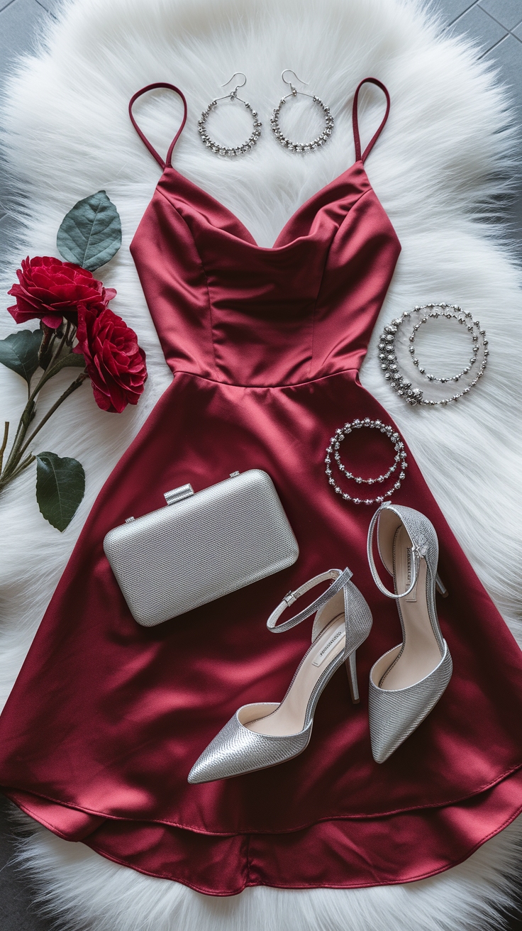 Red Dress with Silver Accessories: Elegant Pairing Ideas outfit idea
