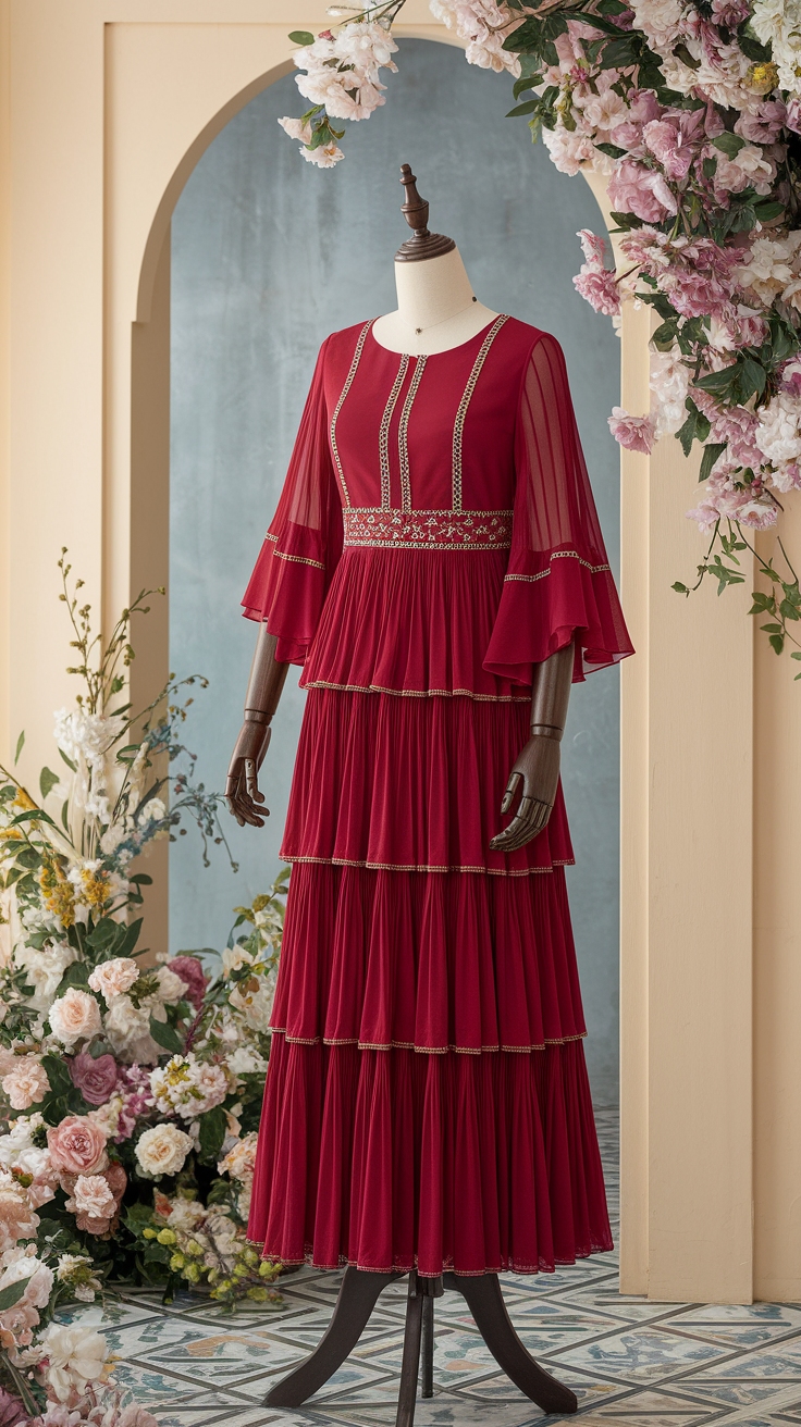 Chic and Versatile Red Georgette Dress Styles outfit idea