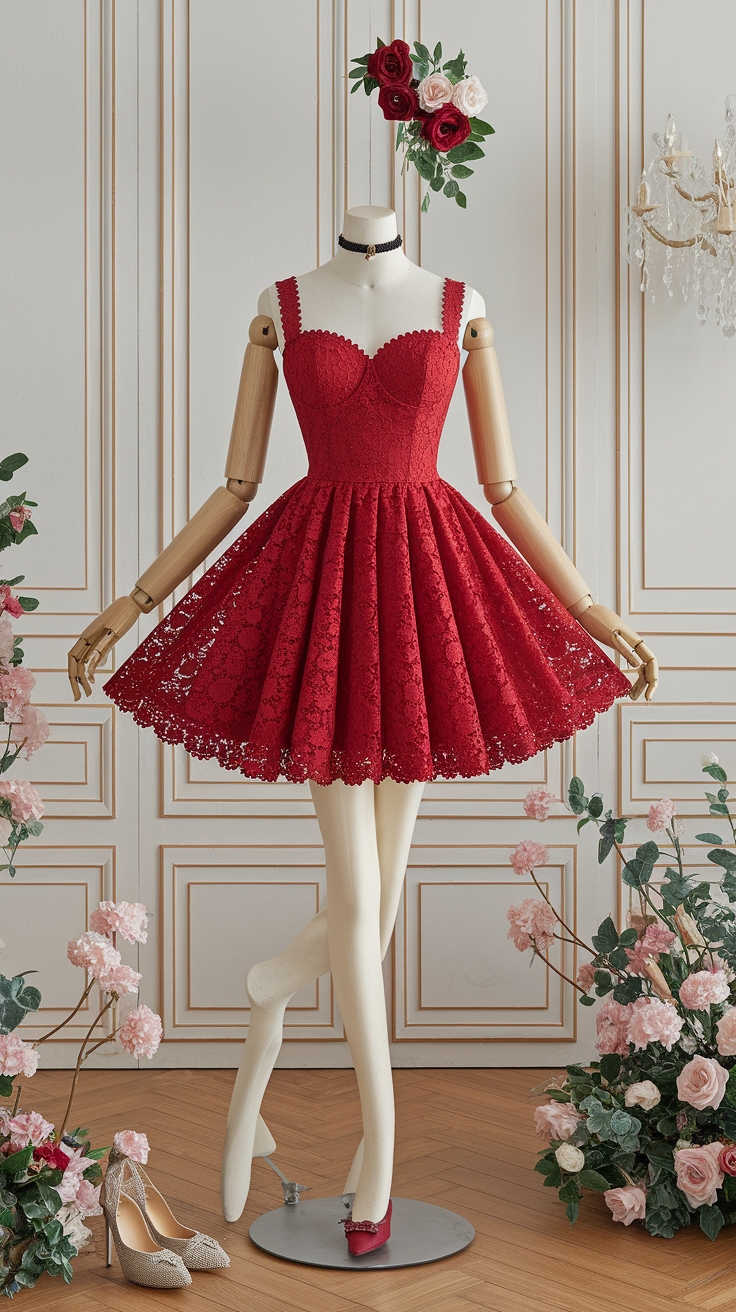 Red Lace Mini Dress: Perfect for Party Season outfit idea