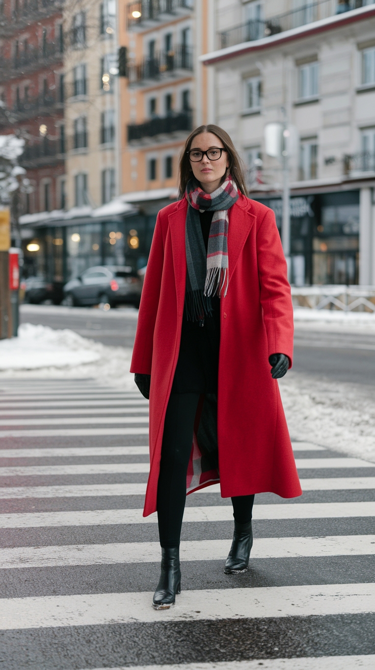 Red Long Coat Outfits: Stylish Winter Layering Tips outfit idea