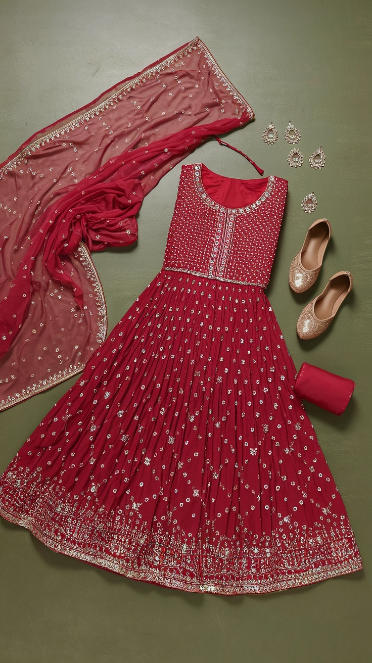 Festive Red Punjabi Suit Party Wear for Celebrations outfit idea