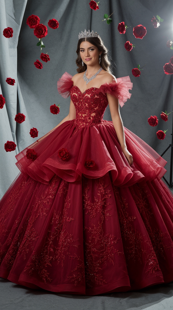 Beautiful Red Quince Dress for Your Special Day outfit idea